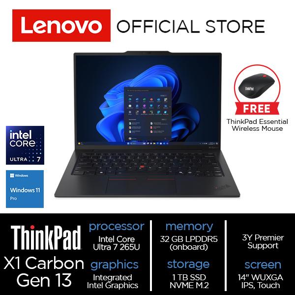 Lenovo ThinkPad X1 Carbon Gen 13 Aura Edition Core Ultra 7 265U 32GB 1TB W11 Pro 14" Touch